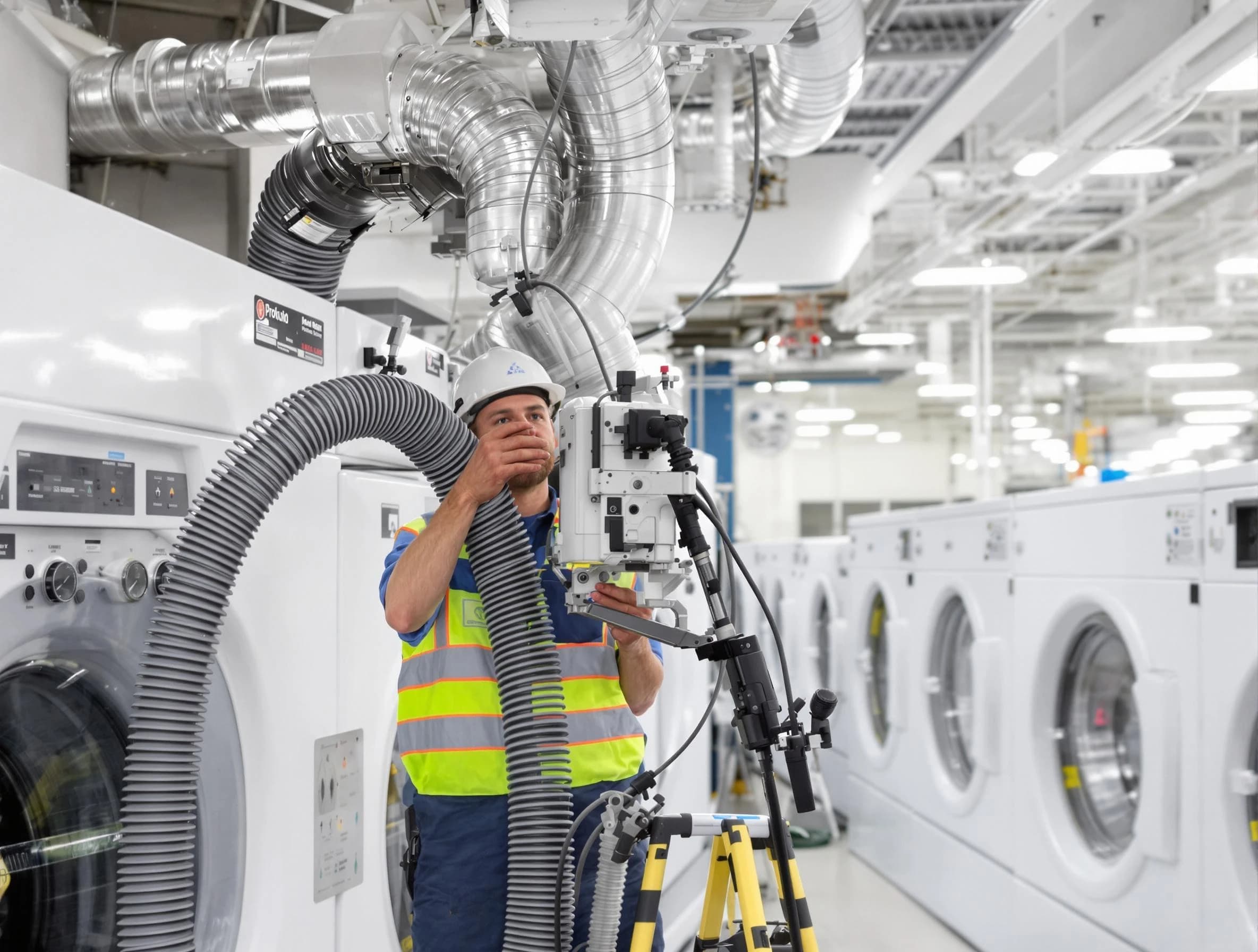 Monument Dryer Vent Cleaning team performing commercial-grade dryer vent cleaning at a business facility in Monument