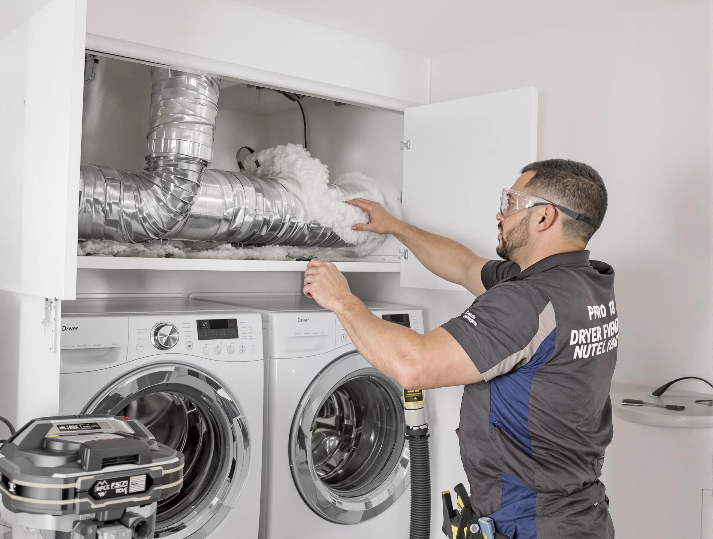 Monument Dryer Vent Cleaning certified technician performing specialized gas dryer vent cleaning in Monument